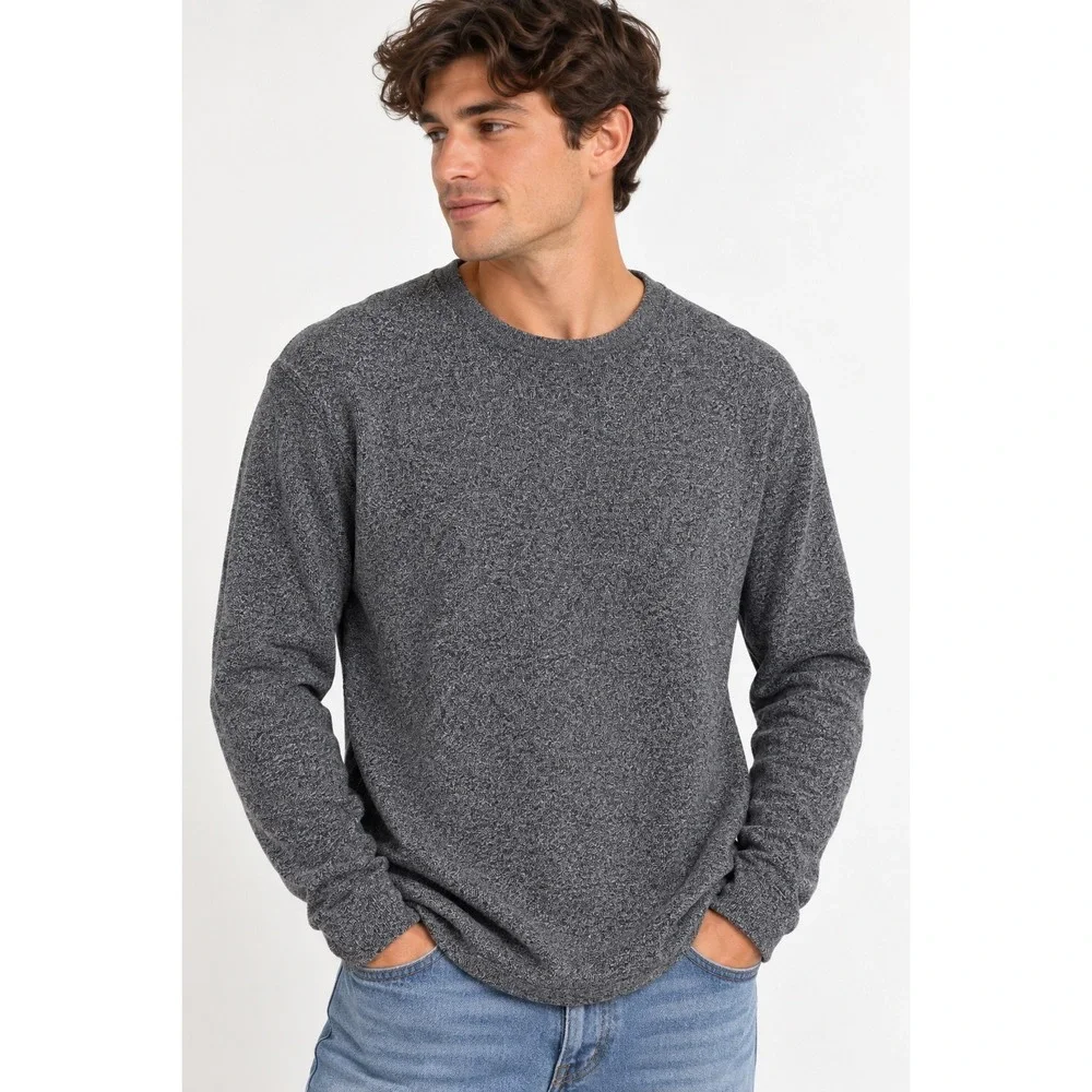 Banana Republic Mens XL Gray Marl Cotton Blend Long Sleeve Crewneck Sweater